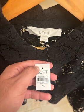 LOFT Black Floral Lace Top